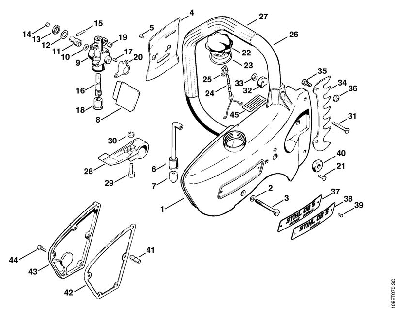 Schema tecnico STIHL 08 SE, tavola di riferimento per 11087901510; ricambio non evidenziato