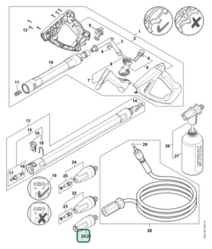 Schema tecnico STIHL RE 110, articolo 49305300020 evidenziato in posizione 20