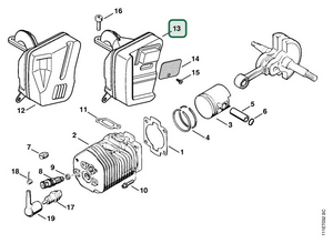 Schema tecnico STIHL 051 Q, 051, ricambio 11111400609 evidenziato in posizione 13