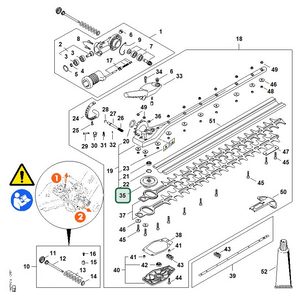 Schema tecnico STIHL HLA 150.0-B, HLA 135, HLA 140.0 K-B, HLA 135 K, HLA 140.0-B, ricambio 42436401600 evidenziato in posizione 35