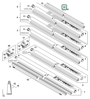 Schema tecnico STIHL FS 260 RC-E, FS 240 R, FS 260 R, FS 240 RC-E, ricambio 41477113201 evidenziato in posizione 13