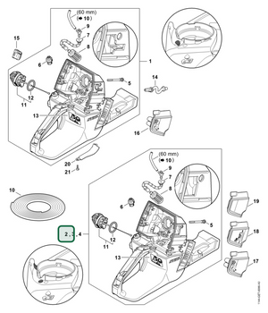 Schema tecnico STIHL MS 661 C-M W, MS 661 C-M, ricambio 11443500801 evidenziato in posizione 2