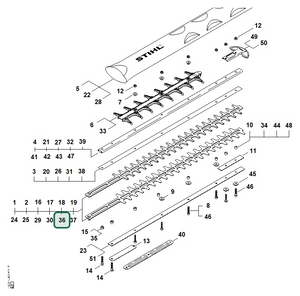 Schema tecnico STIHL HS 81 R, ricambio 42377105912 evidenziato in posizione 36
