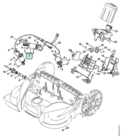 Schema tecnico STIHL KGA 770, ricambio 48606000201 evidenziato in posizione 2