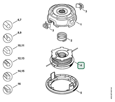 Schema tecnico STIHL Testa falciante AutoCut C 26-2, ricambio 40027406900 evidenziato in posizione 4