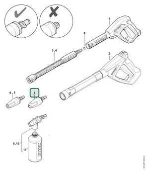 Schema tecnico STIHL RE 110 PLUS, ricambio 49505001610 evidenziato in posizione 8