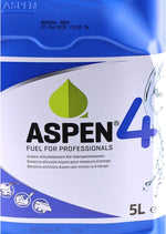 Dettaglio etichetta Aspen 4 benzina alchilata per motori 4 tempi 5L