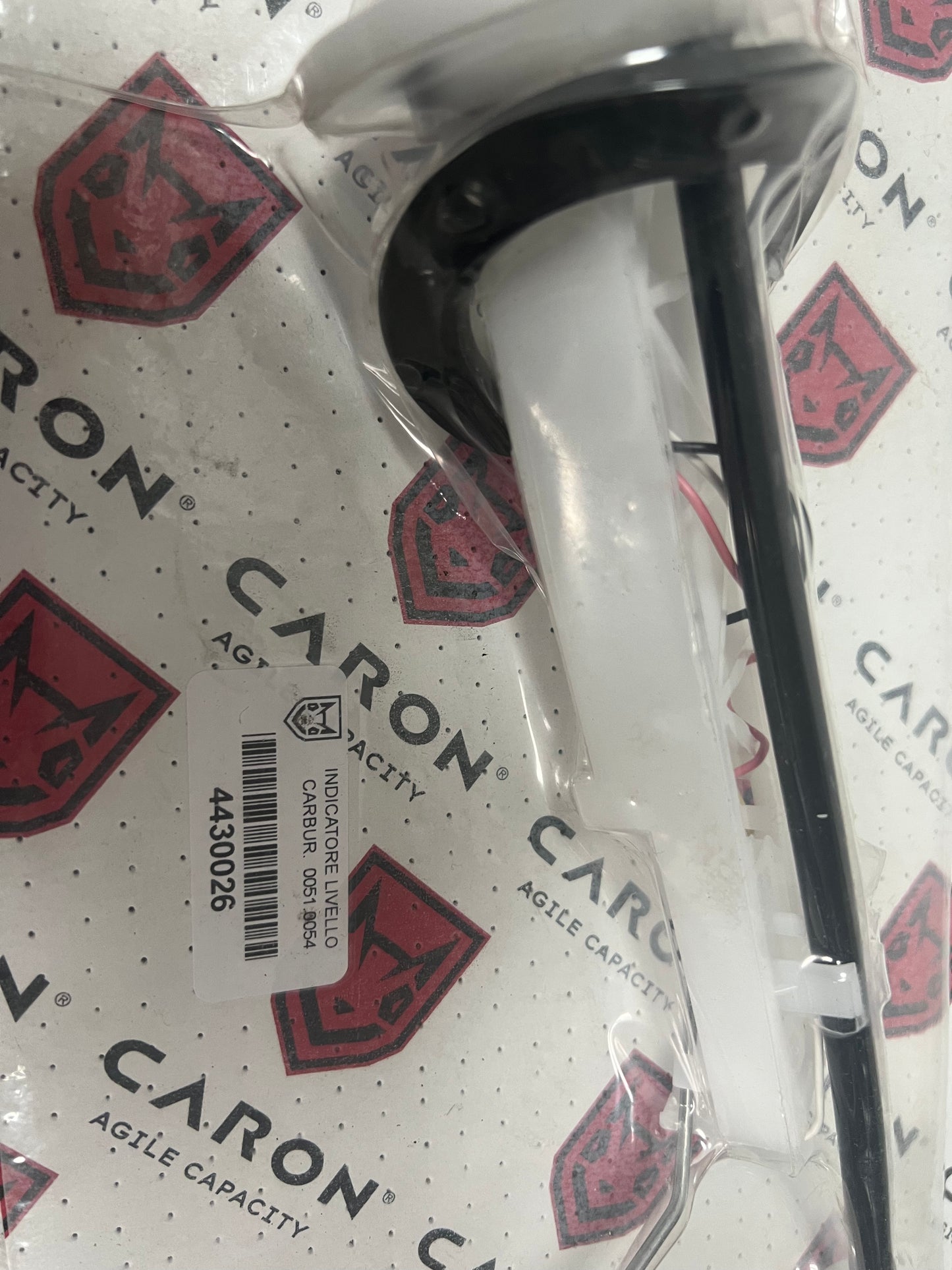 Dettaglio etichetta indicatore livello carburante Caron 00518054