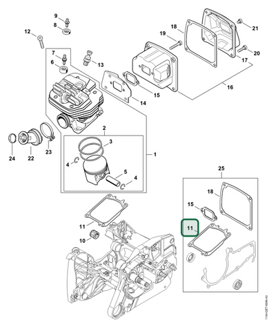 Schema tecnico STIHL MS 661 C-M W, MS 661 C-M, ricambio 11440292300 evidenziato in posizione 11