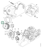 Schema tecnico STIHL MS 661 C-M W, MS 661 C-M, ricambio 11441404402 evidenziato in posizione 1