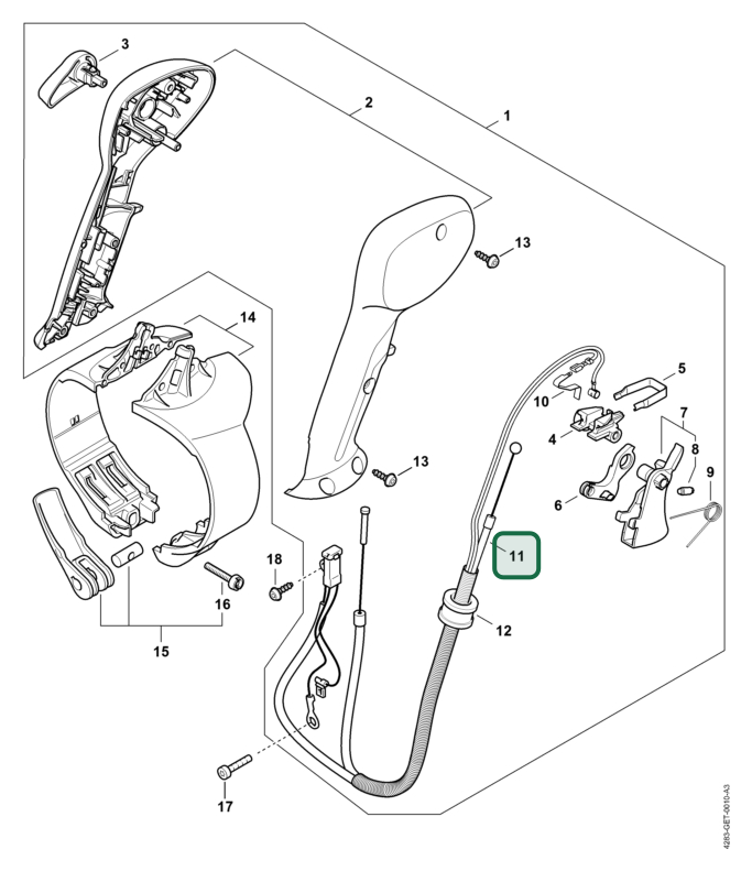 Schema tecnico STIHL BR 800 C-E, ricambio 42831801100 evidenziato in posizione 11