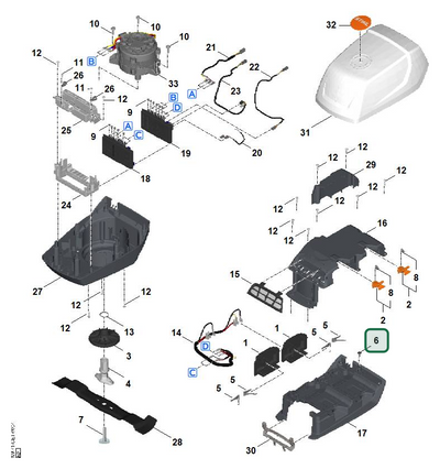 Schema tecnico STIHL RMA 756.0 V, ricambio 00009511105 evidenziato in posizione 6