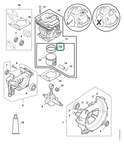 Schema tecnico STIHL FR 410 C-E, FR 410.0 C-E, ricambio 41470343004 evidenziato in posizione 12
