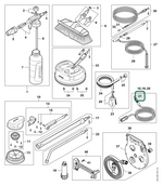 Schema tecnico STIHL RE 170 PLUS, RE 170, RE 150.0 PLUS, RE 150.0, RE 170.0, RE 150 PLUS, RE 150, ricambio 96459513076 evidenziato in posizione 21