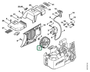 Schema tecnico STIHL TS 460, ricambio 42214001200 evidenziato in posizione 1