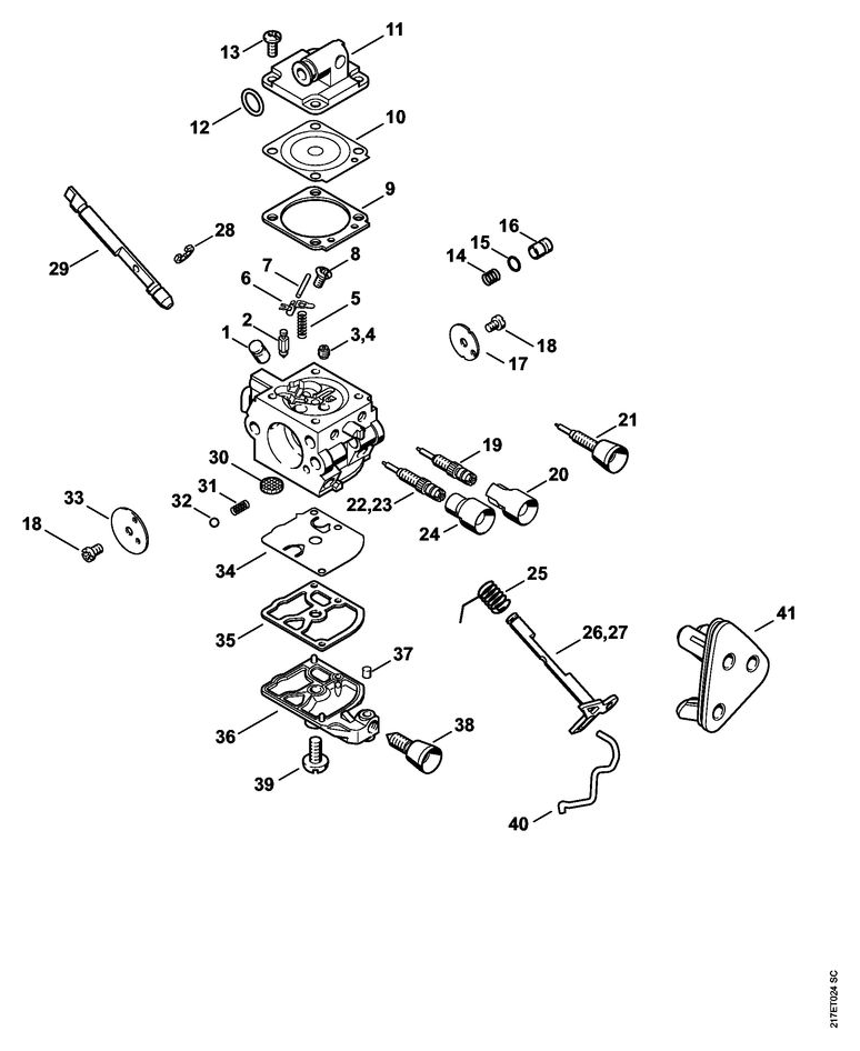 Schema tecnico STIHL MS 192 T, MS 192 TC-E, tavola di riferimento per 11371200650; ricambio non evidenziato