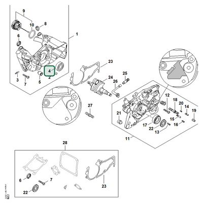 Schema tecnico STIHL MS 500i-W, MS 500i, ricambio 95230034280 evidenziato in posizione 4