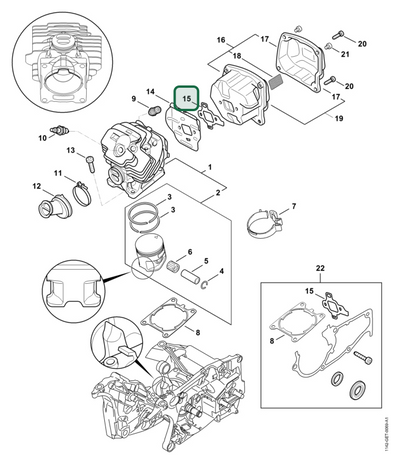 Schema tecnico STIHL MS 462 C-M R Rettungssäge, MS 462 C-M VW, MS 462 C-M, ricambio 11421490600 evidenziato in posizione 15