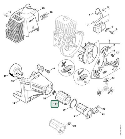 Schema tecnico STIHL FH 75, ricambio 41377919300 evidenziato in posizione 19