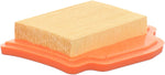 Filtro aria Stihl vista laterale con corpo filtrante a pieghe e base arancione
