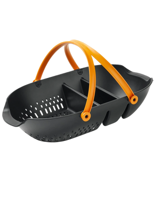 Cesta per raccolto Fiskars Plus in plastica nero e arancione con maniglie