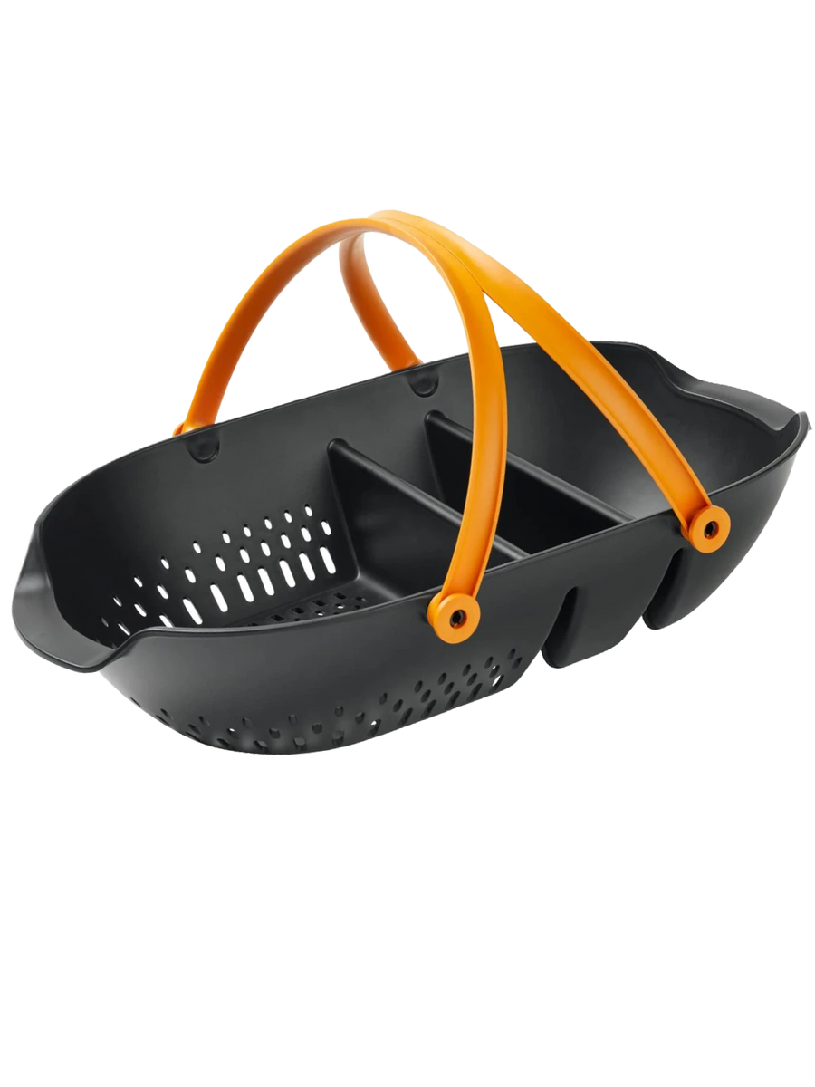 Cesta per raccolto Fiskars Plus in plastica nero e arancione con maniglie