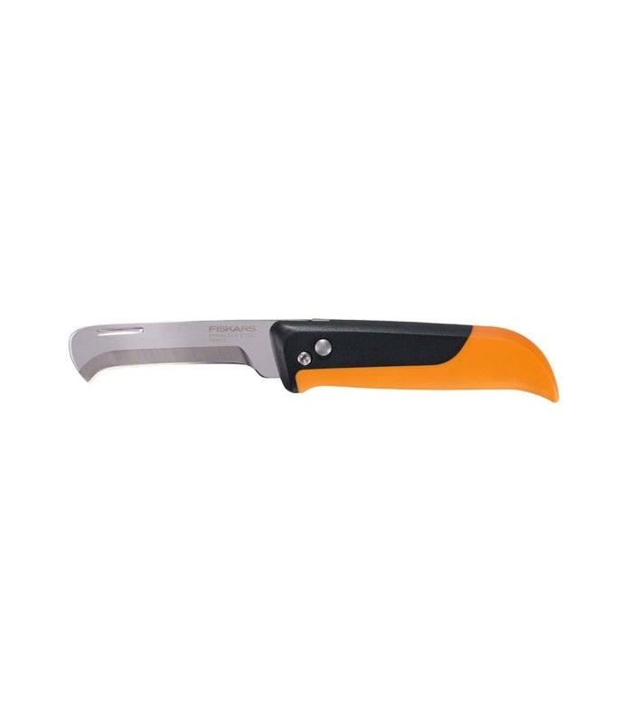 Coltello a serramanico Fiskars X-series K80 con lama in acciaio inox e punta ricurva