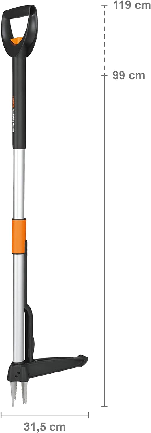Estirpatore telescopico Fiskars SmartFit con asta regolabile e misure