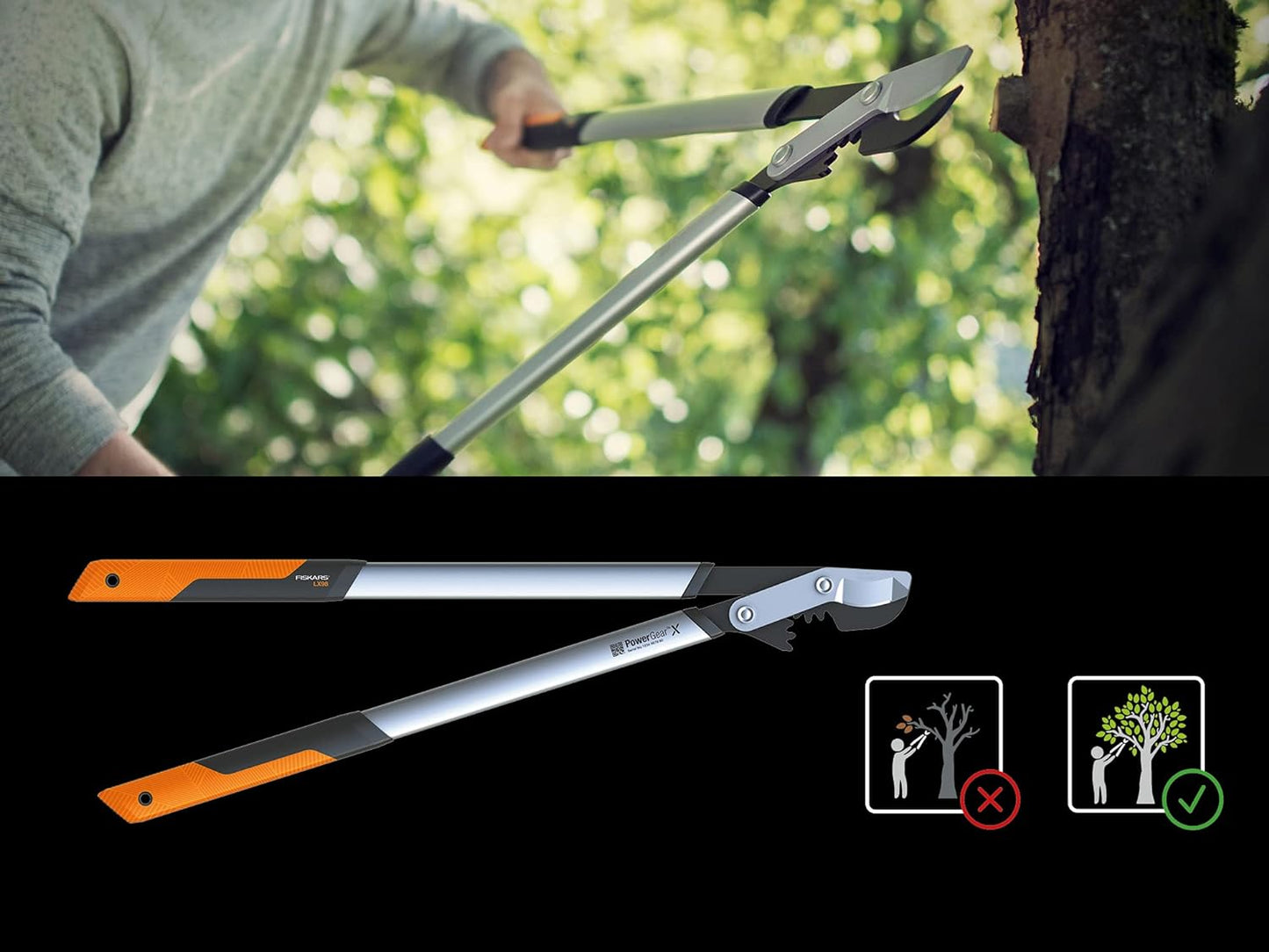 Troncarami bypass Fiskars PowerGear X LX96 con meccanismo PowerGear X