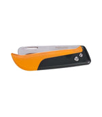 Fiskars X-series K80 coltello pieghevole chiuso con impugnatura arancione e nera