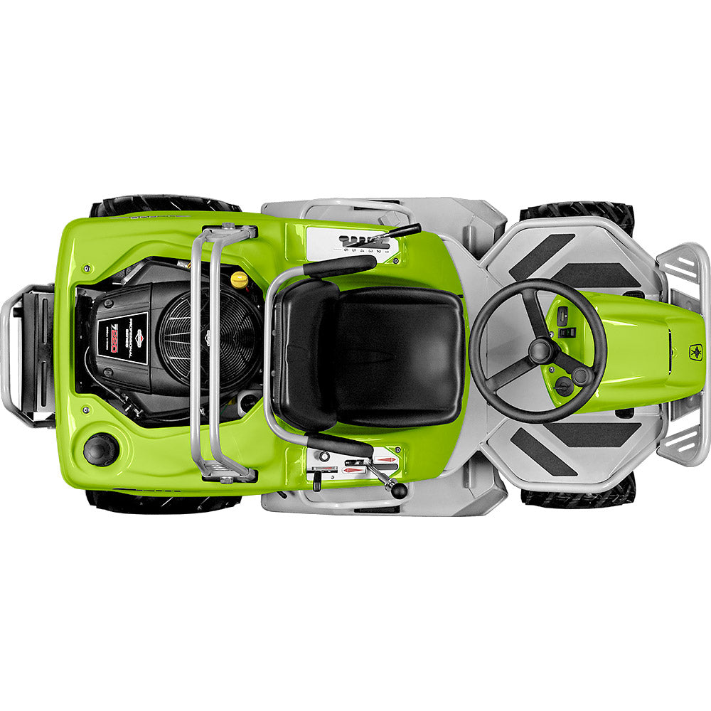 Vista dall’alto Grillo Climber 8.22 con sedile regolabile, comandi e roll bar
