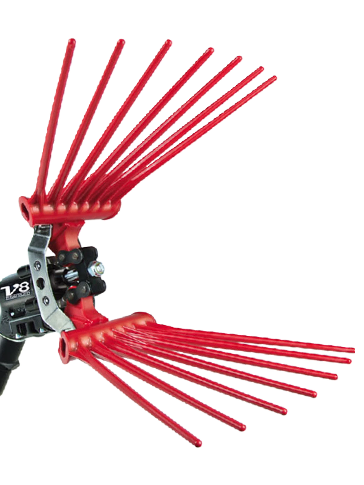 Abbacchiatore pneumatico Lisam V8 Titanium con rastrelli a ventaglio rossi