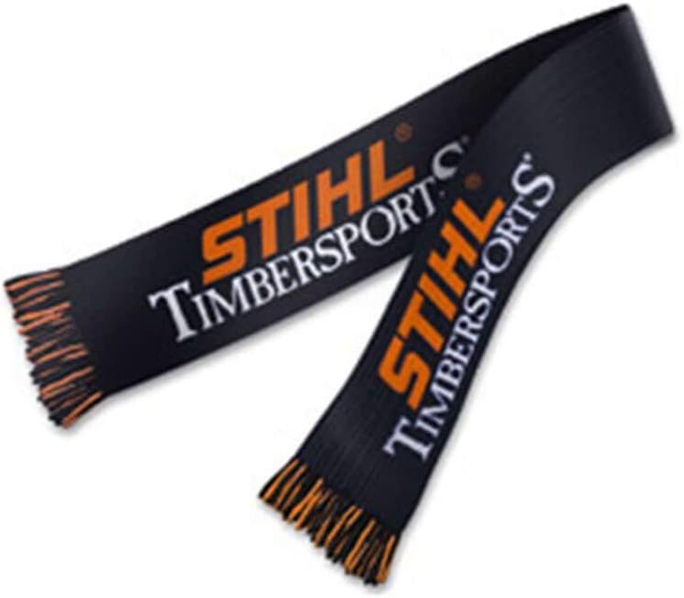 Sciarpa Stihl TIMBERSPORTS nera con logo arancione e scritta bianca 150x20 cm