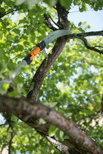 Seghetto curvo Fiskars QuikFit su ramo con asta per potatura