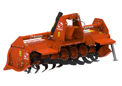Fresatrice Sicma CS 145 vista frontale con rotore e zappe e attacco a tre punti