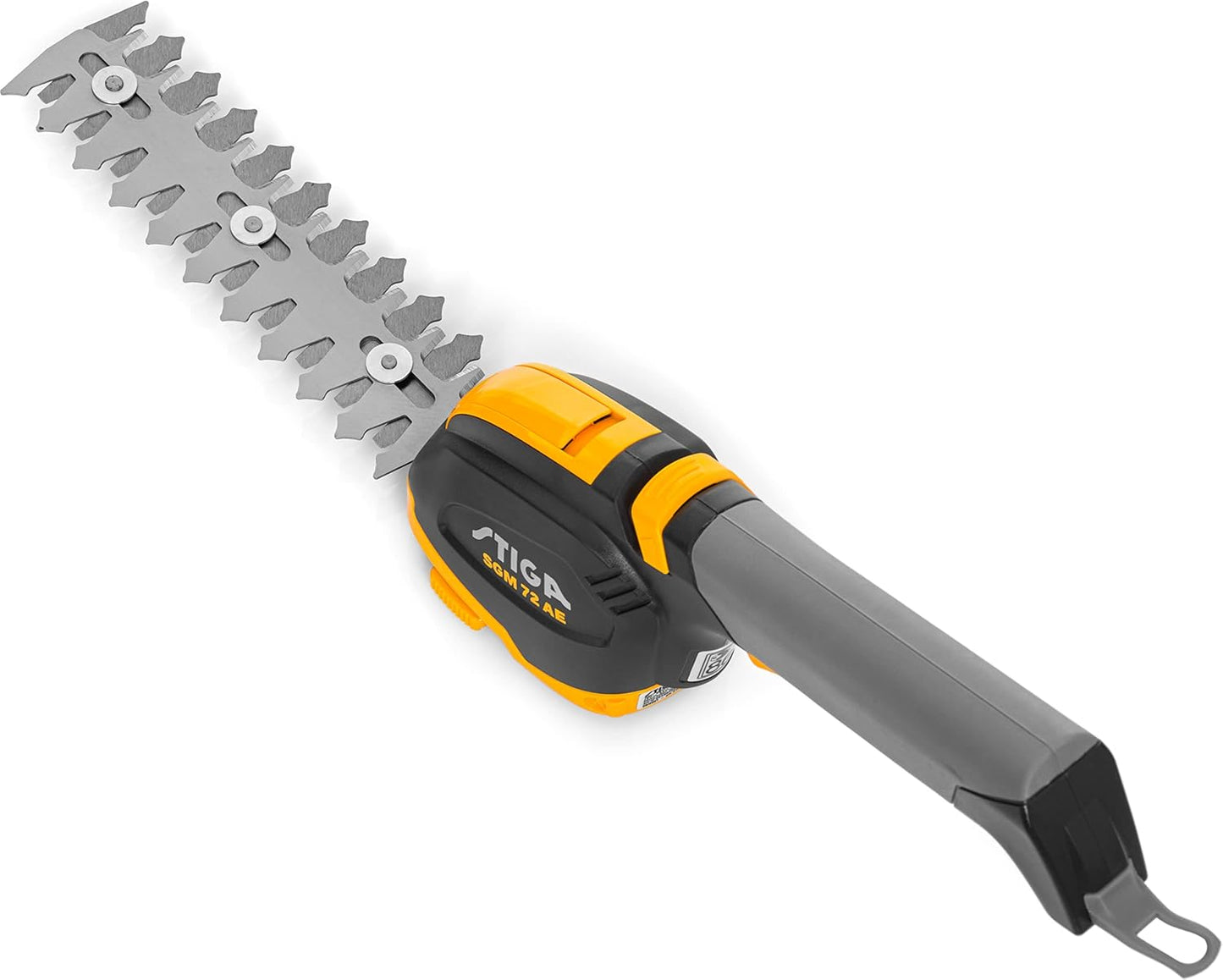 Stiga SGM 72 AE dettaglio attrezzo a batteria con lama per siepi