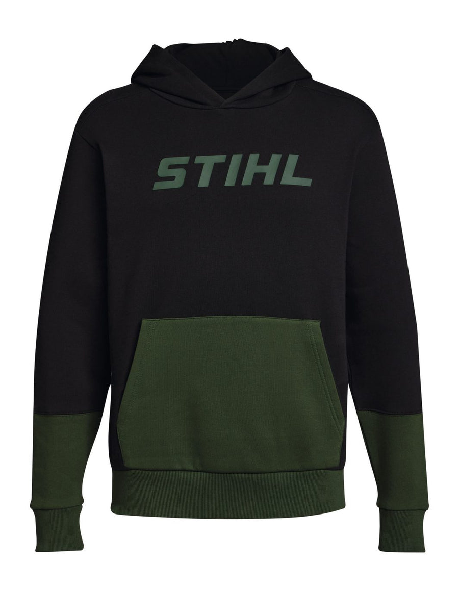 Felpa Stihl SZ Colorblock Pocket verde scuro e nero con cappuccio e tasca anteriore, taglia XXXL