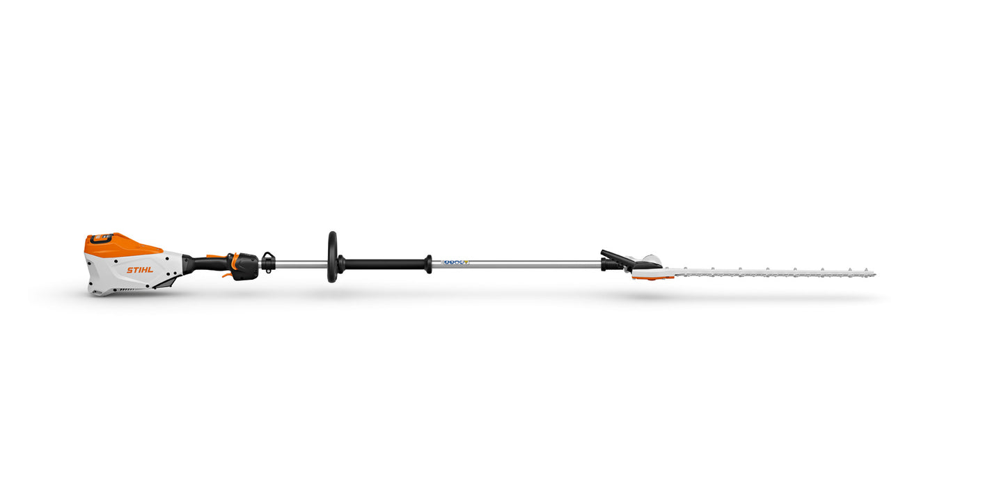 Tagliasiepi a batteria STIHL HLA 135 vista laterale con barra orientabile