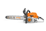 Motosega Stihl MS 271 vista laterale con impugnatura e carter