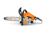Motosega Stihl MS 172 C-BE vista laterale con impugnatura e carter