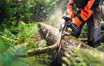 Motosega STIHL MS 362 C-M in uso per taglio forestale su tronco