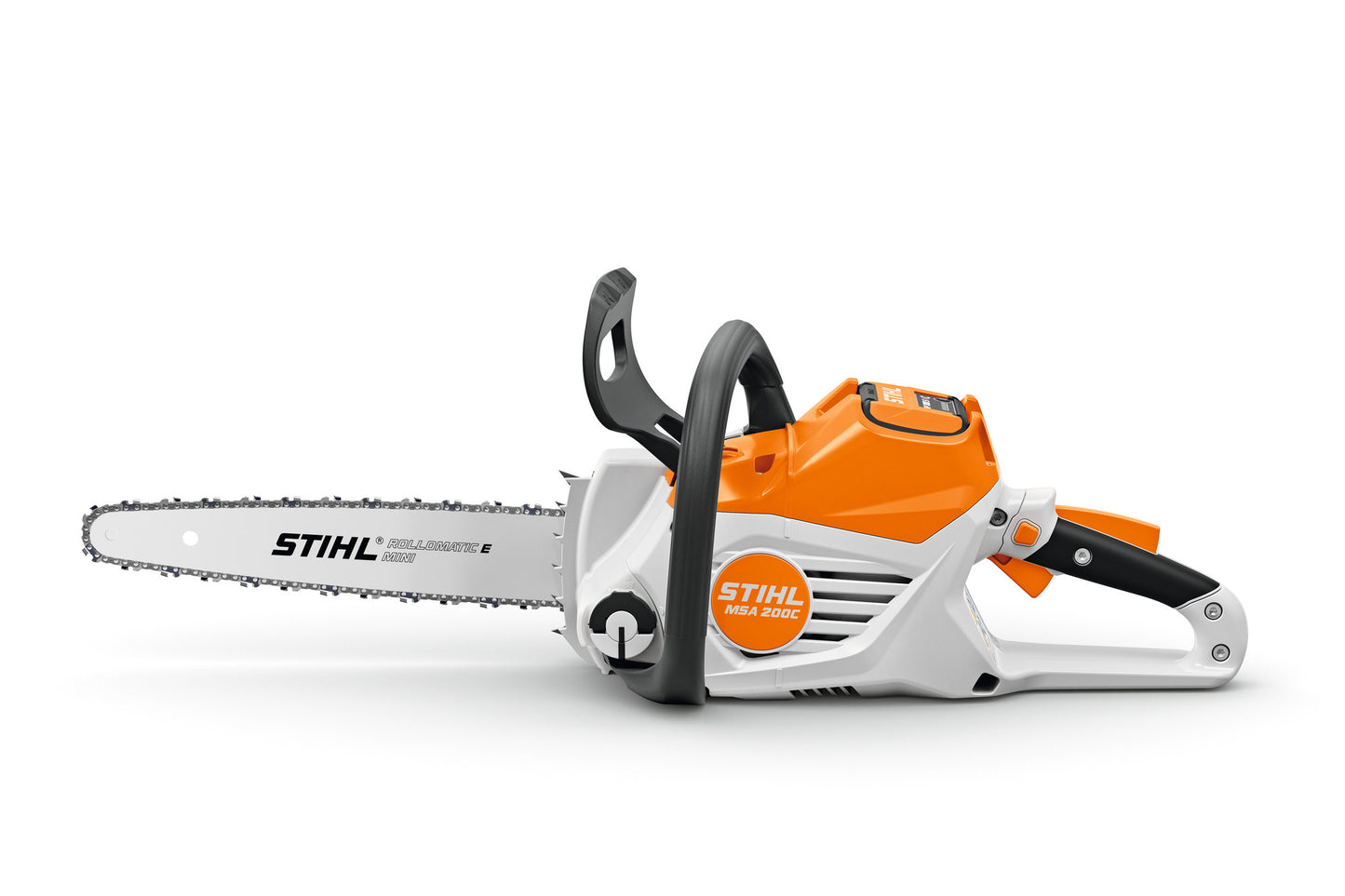 Vista laterale motosega a batteria STIHL MSA 200 C-B sistema AP 36 V