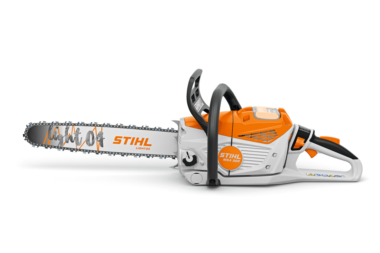 Motosega professionale a batteria Stihl MSA 300 vista laterale