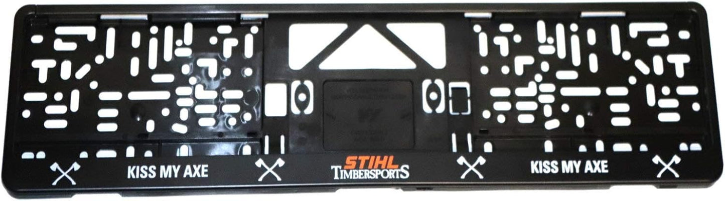 Portatarga Stihl Timbersports nero formato targa europea con logo STIHL