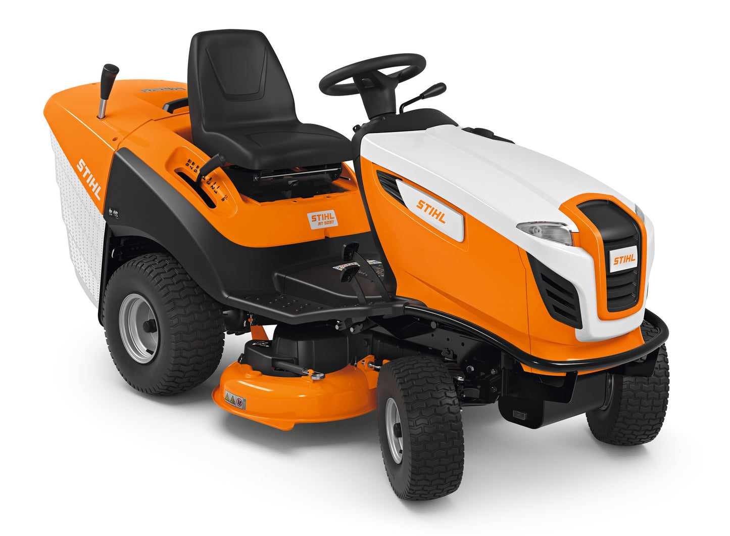 Trattorino da giardino STIHL RT 5097 con piatto di taglio da 95 cm e cesto raccolta