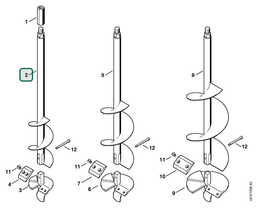 Schema tecnico STIHL BT 45, ricambio 43146801903 evidenziato in posizione 2