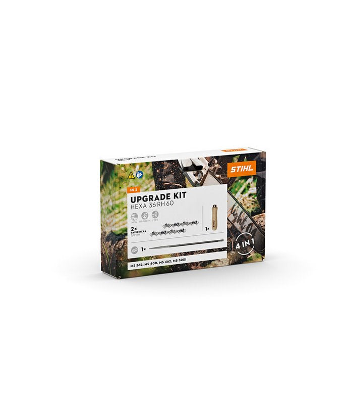 STIHL Upgrade Kit HEXA 36 RH60 4 in 1 con catene HEXA, lima esagonale e manico in legno