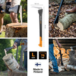 Zappino Fiskars XA22 78,5 cm dettagli dimensioni e utilizzo su legna